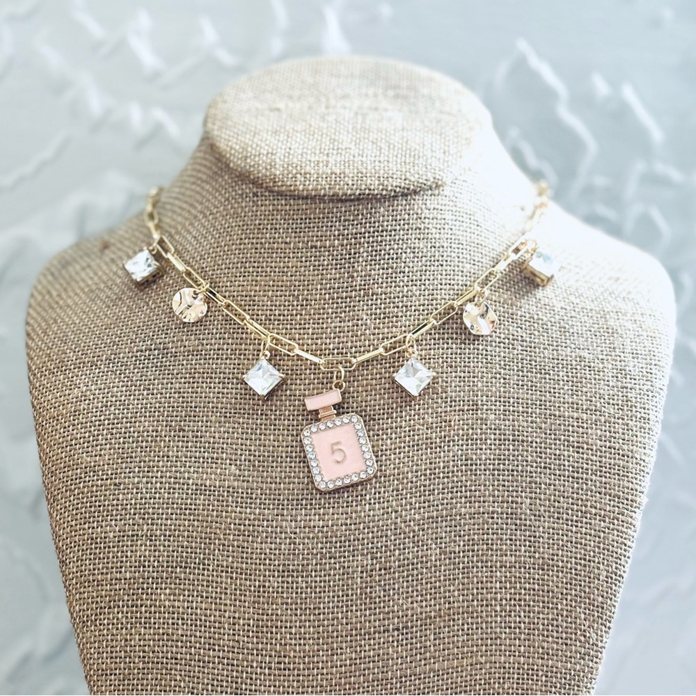 No. 5 Charm Necklace - Pink